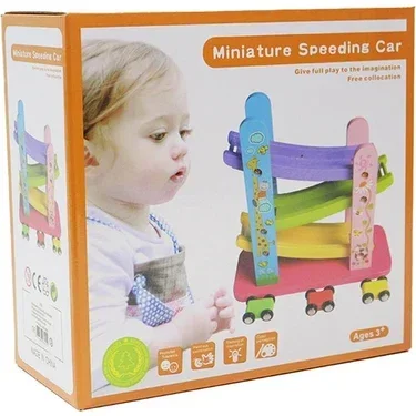 لعبة مسار سباق السيارات الخشبية